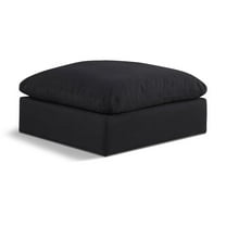Meridian Furniture Comfy Black Linen Textured Fabric Ottoman