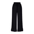 thumbnail image 5 of cocolona Womens Wide Leg Pants Elastic High Waist Ruffle Flowy Pants Baggy Sweatpants Solid Color Lounge Trousers with Pockets, 5 of 7