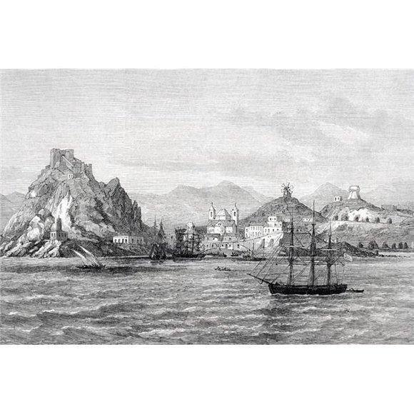 Insurgent Ship Visiting Aguilas Murcia Province Spain with Requisitions During 3rd Carlist War From Illustrated London N Poster Print, 17 x 11