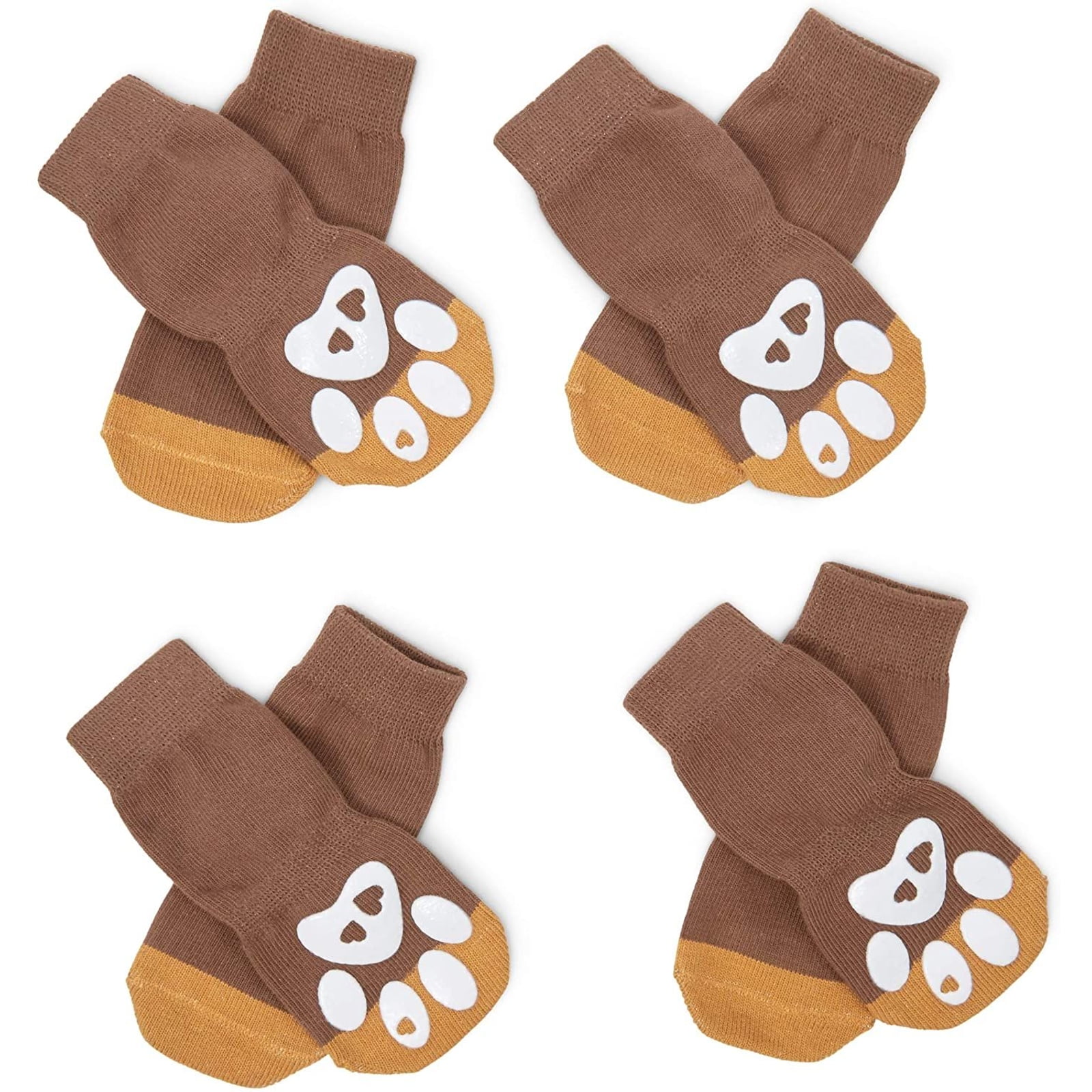 4 Pairs, 8 Pieces Total Small Dog Paw Socks for Hardwood Floors 