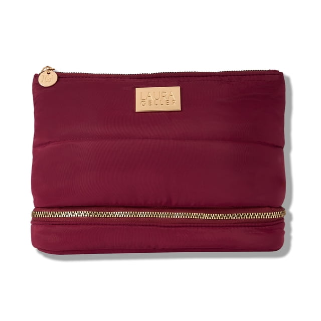 LAURA GELLER NEW YORK Neceser de Maquillaje Acolchado - Neceser Organizador para Viajes - Neceser de Maquillaje de Gran Capacidad y Tamaño Completo - Fácil de Limpiar (Acolchado con Estuche para Broch