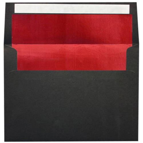 Foil Lined Invitation Envelopes 4 1 4 X 6 1 4 Black W Red Lux Lining 500 Qty Walmart Com Walmart Com