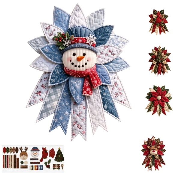 11.8 Inch Snowman Festive Quilted Christmas Door Hanging DIY Sewing Kit Padded Patchwork Sewing Set for Beginners Home Mantel Table Office Display Gift for Craft Lovers