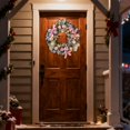 thumbnail image 6 of HomelyJoy 14 Inch Outdoor Christmas Wreath for Front Door, Candy Cane & Pom-Pom Holiday Door Wreath, Durable All-Weather Frosted Pine Design for Windproof Home Decor, 6 of 9