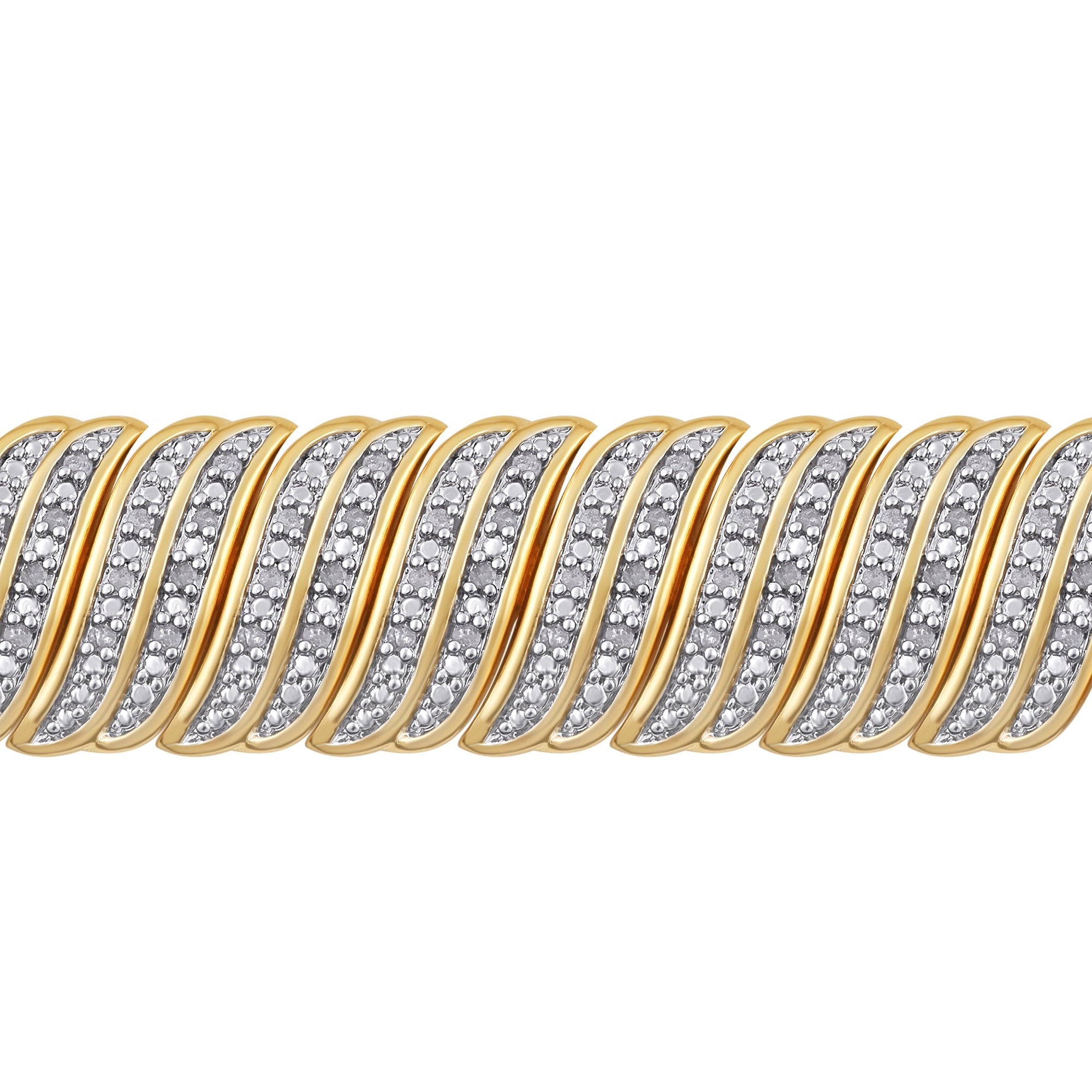 2.0 Carat T.W. 14K Yellow Gold over Brass S-Link Fashion Bracelet,7.5 Inch.