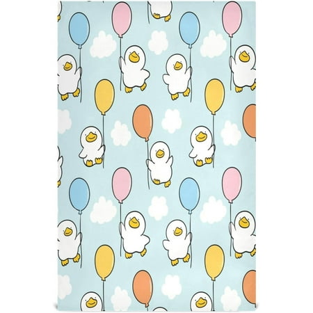 

Anyway.go Cartoon Duck with Balloon Kitchen Dish Towel Set of 1 Colorful 18x28in Absorbent Dishcloth Reusable Cleaning Cloths for Household Use