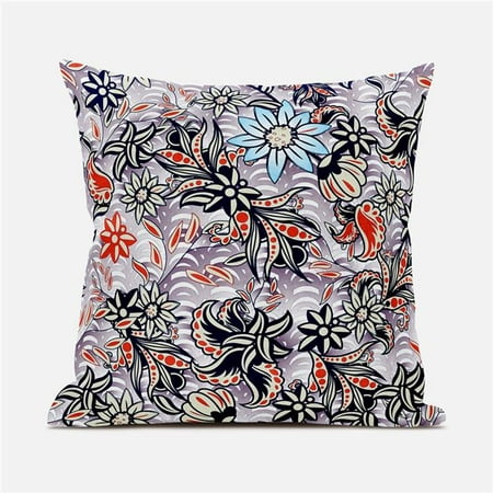 

Amrita Sen Designs CAPL894FSDS-ZP-18x18 18 x 18 in. Flying Floral Paisley Suede Zippered Pillow with Insert - Purple Black & Red