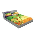 thumbnail image 2 of Ambesonne Nature Fitted Sheet & Pillow Sham Set, Floral Leaves Stripes, Full, Multicolor, 2 of 2