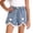 Blue, variant on Girls Denim Shorts Elastic Waist Wide Leg Lace Patchwork Short Jeans Casual Loose Summer Pants With Pockets (6 Years, Blue-C)