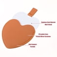 thumbnail image 3 of Espejo compacto en forma de corazón de acero inoxidable, mini espejo de viaje con estuche de cuero de PU, espejo portátil de mano para maquillaje para viajar, acampar, naranja, 3 of 7