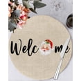 thumbnail image 2 of Christmas Round Placemats Set of 4 Santa Claus Place Mats Washable Woven Placemat Holly Berry Welcome Linen Circle Braided Table Mat for Kitchen Dining Table Party Home Decor 15 Inch, 2 of 8