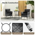thumbnail image 6 of Costway 3 PCS Patio Furniture Set with Cushioned Patio Chairs & Tempered Glass Coffee Table Black, 6 of 9