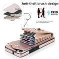 thumbnail image 3 of Asuwish Compatible with Samsung Galaxy S22 Plus S22+ 5G Wallet Phone Case Tempered Glass Screen Protector Ring RFID Card Holder PU Leather Cell Cover for S22+5G S22plus 22S + S 22 22+ Girls Rose Gold, 3 of 11
