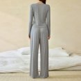 thumbnail image 7 of SwiftWear Women's Soft Cotton Blend Lounge Set Comfy Wide Leg Pajamas V-Neck Relaxed Two Piece Loungewear, Gray, 7 of 7