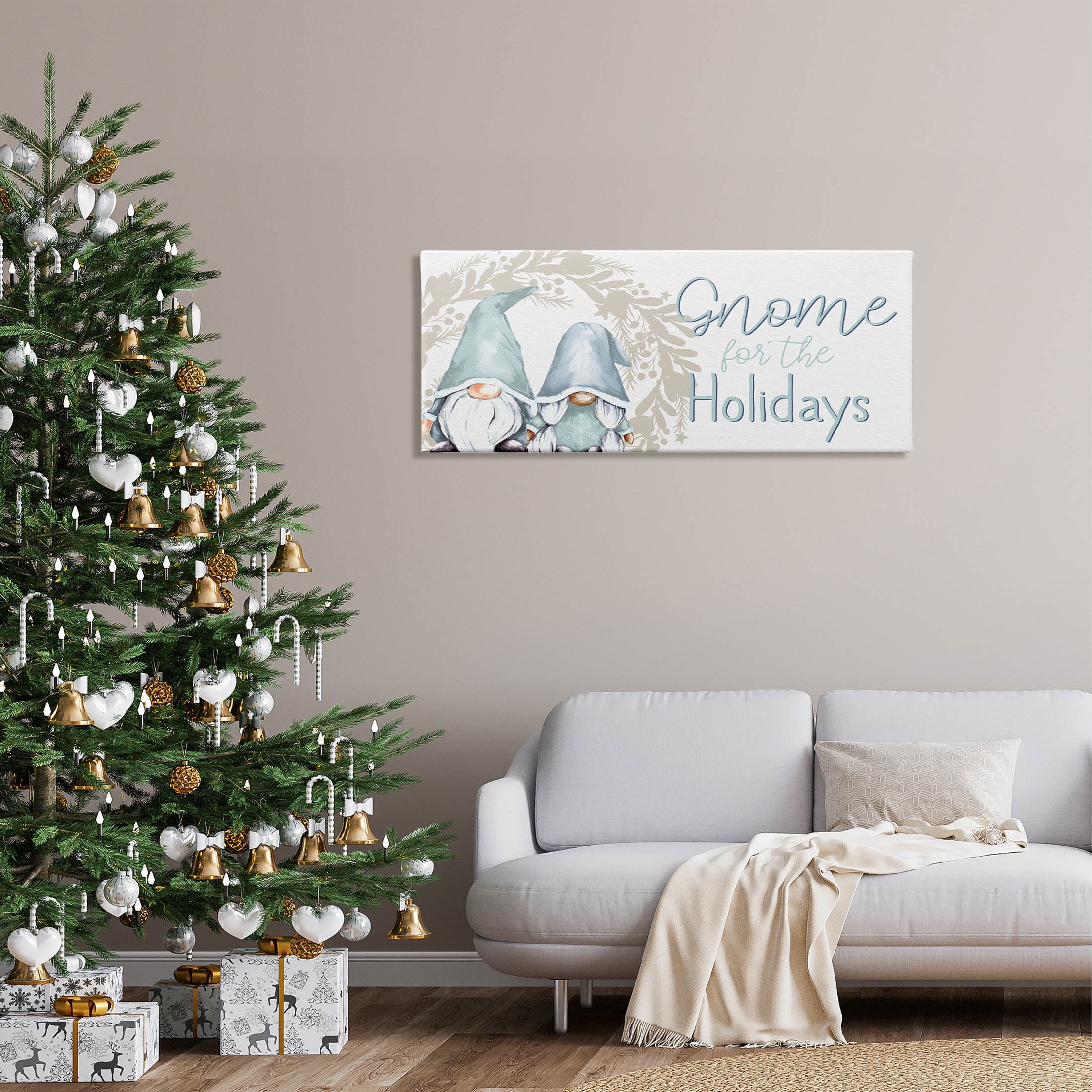 Stupell Industries Gnome For The Holidays Phrase Graphic Art Gallery Wrapped Canvas Print Wall Art, Design by Kim Allen
