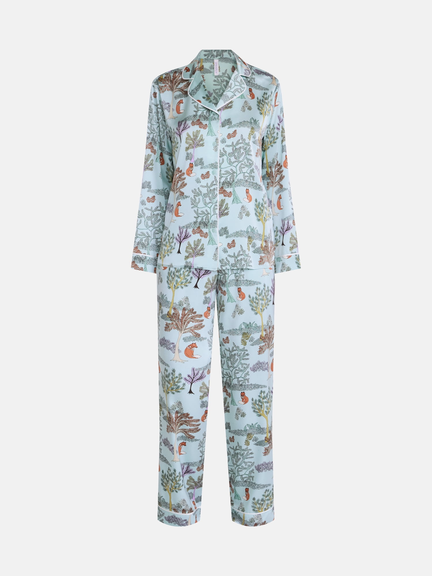 Joyspun Women’s Stretch Satin Sleep Top and Pants, 2-Piece Set, Sizes XS to 3X