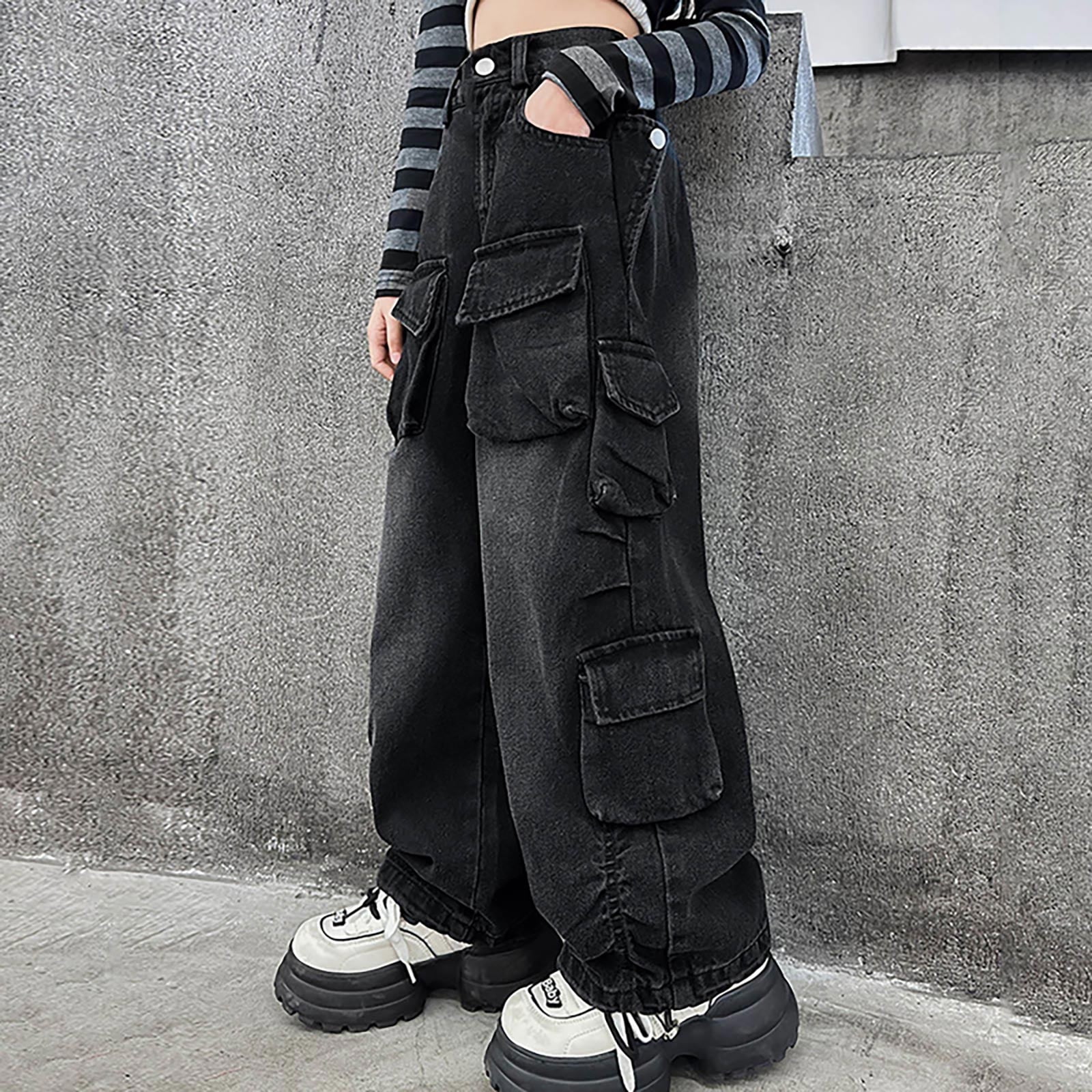 2DXuixsh Girls Jeans Vintage Wide Leg Pants with Pockets