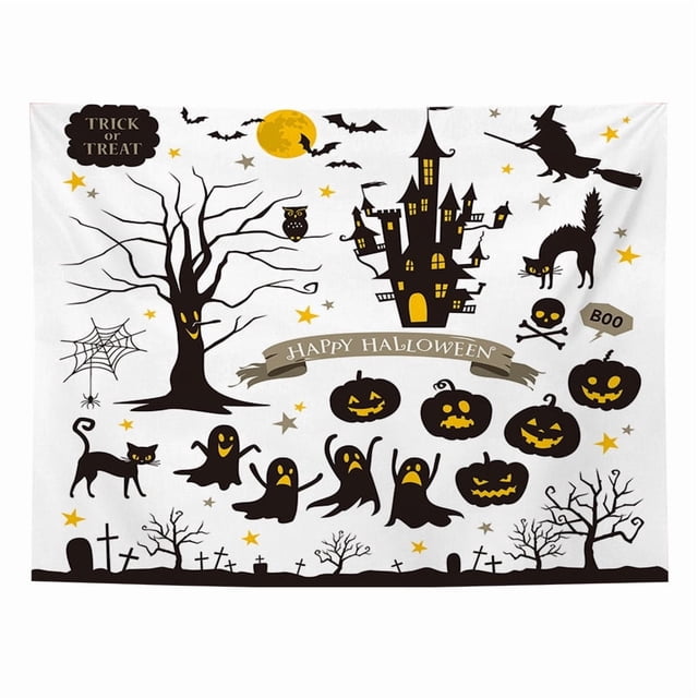 Tapestry Happy Halloween para pared, 150 x 130 cm, microtela de fibra