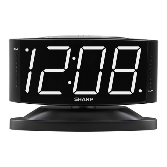 Reloj despertador Sharp Home con base giratoria digital LED, color negro y blanco