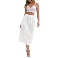 thumbnail image 2 of INSPIRE CHIC Mother's Day Women's Slips Satin Lace Trim Flared Hem Half Slip Lightweight Solid Maxi Petticoat S White, 2 of 5