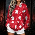 thumbnail image 3 of Dweltoz Halloween Hoodies for Women Ghost Pumpkin Star Print Pullover Hoodie Long Sleeve Loose Fit Sweatshirt with Pockets Casual Halloween Party Tops,Red 3XL, 3 of 6