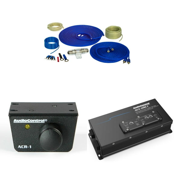 AudioControl ACX-300.1 Mono Powersports/Marine Amplifier — 300 watts RMS x 1 at 2 ohms with 8GA OFC Pure Copper Wiring Kit and ACR-1 Bass Knob Remote