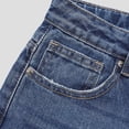 thumbnail image 6 of Kids High Waist Straight Leg Jeans, Dark Blue Denim Pants with Rolled Cuffs Blue 120, 6 of 7