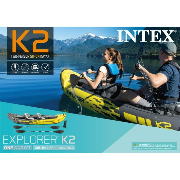 Explorer K2 Inflatable Kayak with Oars and Hand Pump - Walmart.com