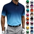 thumbnail image 6 of Eryao Mens Summer Golf Shirts Short Sleeve Gradient Color Gym Workout T-Shirt Button Collared Business Work Tops Big and Tall Orange,S, 6 of 6