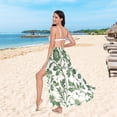 thumbnail image 6 of FORMRS Womens Long Sarong Beach Wrap Semi-Sheer Bikini Skirt Bathing Swimsuit Cover Up, Green Floral, 6 of 7