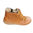 thumbnail image 4 of DPTALR Chaussure Plate Décontractée pour Femme en Cuir Rétro à Lacets avec Fermeture Éclair Latérale à Bout Rond, 4 of 4