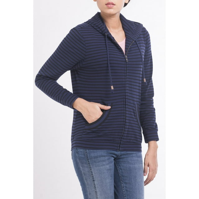 Chandail à Capuchon à Manches Longues pour Femmes Bleu Marine
