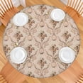 thumbnail image 2 of Pioneer Flower Floral Print Pattern Round Fitted Tablecloth with Elastic Edge,Dining Table Cover Waterproof,Outdoor Round Tablecloth for Camping,Dining,Indoor and Outdoor, 2 of 7
