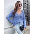 thumbnail image 2 of Fall Sweaters Round Neck Crochet Hollow Out Cute Winter Pullover Sweaters for Women Trendy  M, 2 of 8