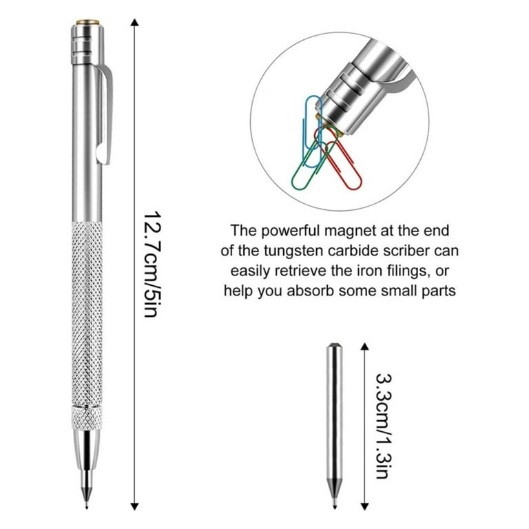 Metal Scribe, 1 Tungsten Carbide Scriber with 10 Replacement Marking Tip,  Aluminium Etching Engraving Pen for Glass/Ceramics/Metal Sheet, with 1  Stainless Steel Ruler
