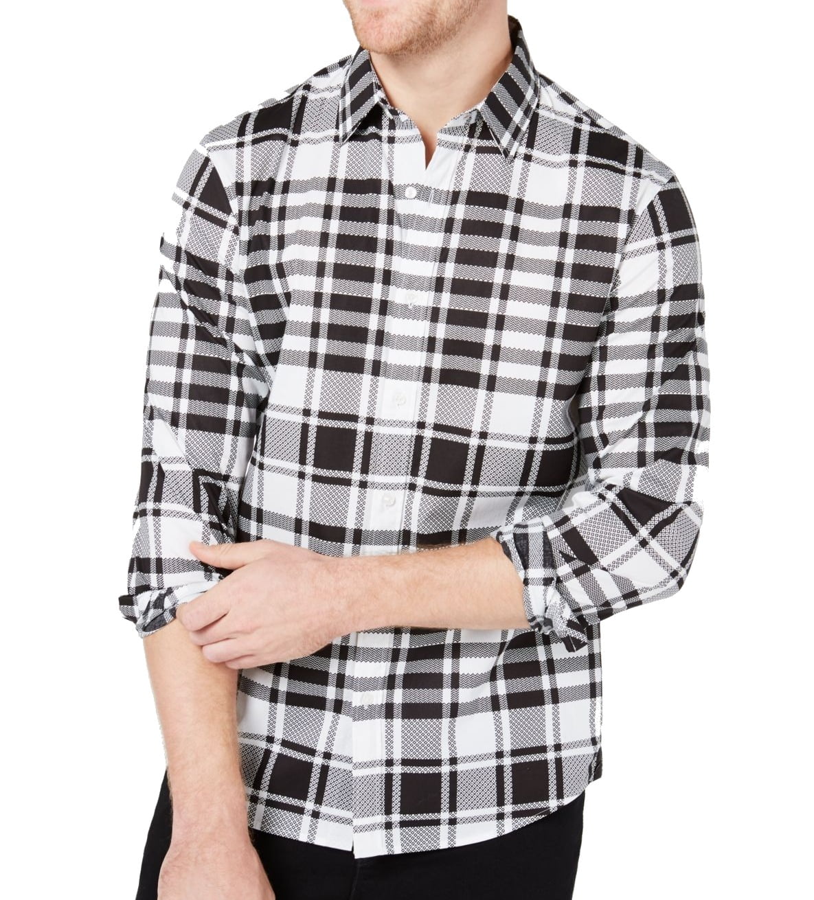 Michael Kors Casual Shirts - Mens Shirt White Button Down Plaid Slim ...
