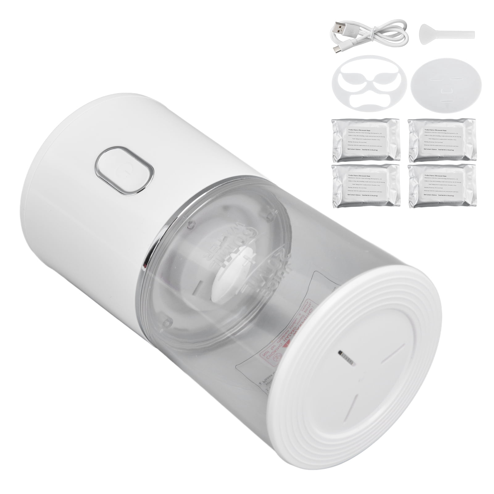 Xirurus DIY Fruit Vegetable Facial Mask Maker Machine, Automatic Skin Care Device for Face Care with Mask Mold and Collagen Peptides, USB Rechargeable Beauty Tool in White, 4.8 inches / 12.2 cm