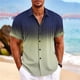 thumbnail image 5 of Camisa hawaiana con estampado de rayas degradadas para hombre, camisas hawaianas con estampado 3D de combinación de colores, blusas casuales con solapa, mangas cortas sueltas, 5 of 5