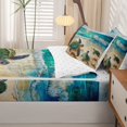 thumbnail image 5 of Manfei Cute Sea Turtle Zipper Twin Comforter Sets with Fitted Sheet and 2 Pillowcases,Sandy Beach Zipper Bedding Set,Yellow Green,Reversible,4pcs, 5 of 8