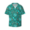 thumbnail image 2 of Lsque Boho Dreamcatcher print Men's Cuban Collar Short Sleeve Shirt Summer Beachwear Casual Button Down Fashionable Vacation Leisure Shirt-X-Large, 2 of 7