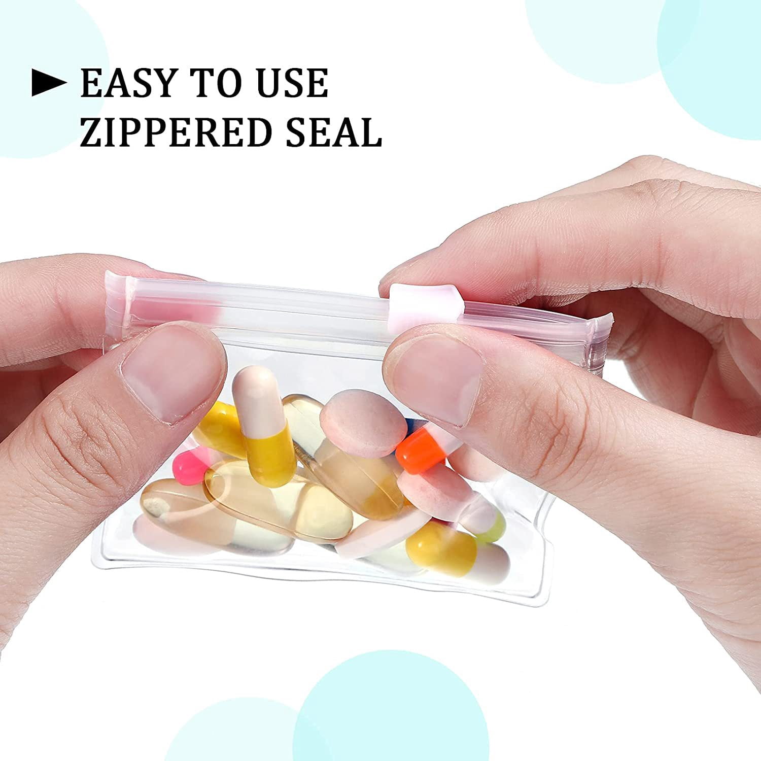 TRIANU Pill Pouch Bags 50Pcs Zippered Pill Pouch Set Reusable Clear Medicine Organizer Self Sealing Medicine Bag Travel Plastic Pill Bags with Slide Lock for Pills Small Items Storage
