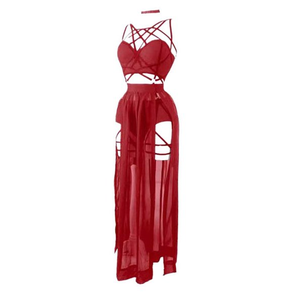 FhsagQ Lingerie pour Femmes Culottes de Nuit pour Femmes Robes Trois Pièces avec Bretelles et Jupes Rembourrées Lingerie Grande Taille Lingerie Lingerie pour Femmes Ensemble Lingerie pour Femmes Ensemble avec Bas Rouge G
