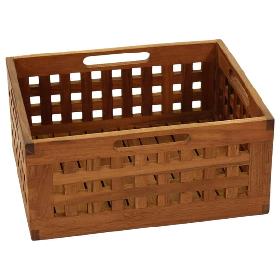 Exlonjet Grate Medium Size Teak Storage Bin