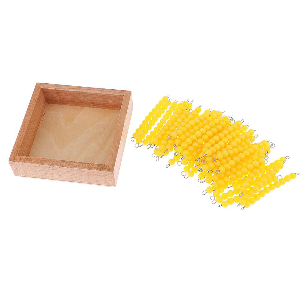 45Pc Yellow Beads Bar in Box Kids Montessori Early Developing Learning Toy 