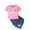 HotPink, variant on Hiijoy Infant Girls Summer Outfits Bow Print Short Sleeve T-Shirt Denim Shorts Set, Sizes 9-12M