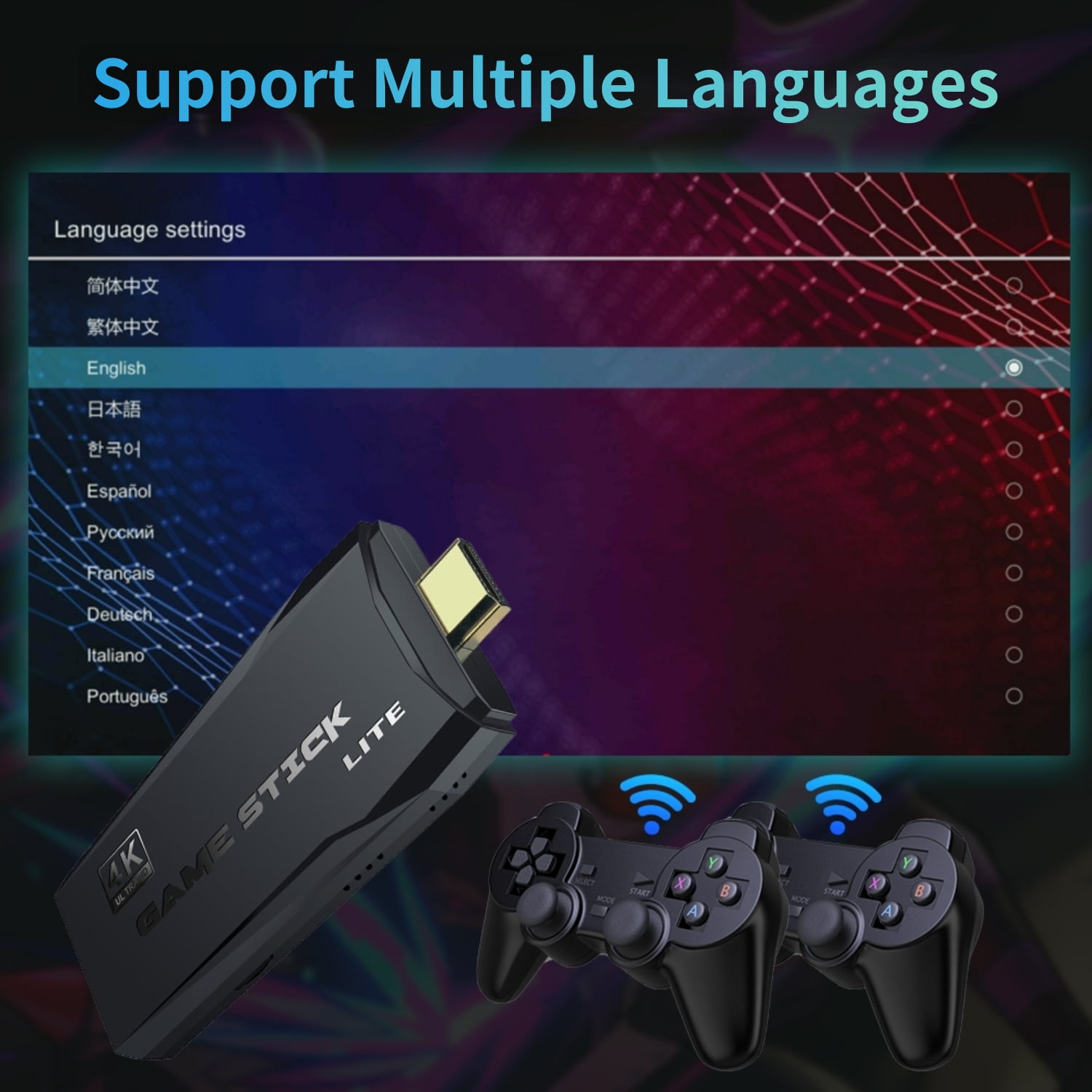 ZYTKWT M8 Video Game Console - 4K HDMI, 2.4G Wireless Controllers, 64GB, 40,000+ Games, Portable