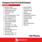 Elite First Aid and Emergency Essentials Kit, 143 Pieces – Comprehensive Survival Medical Supplies for Home, Car, Camping, Hiking, Travel, and Disaster Preparedness