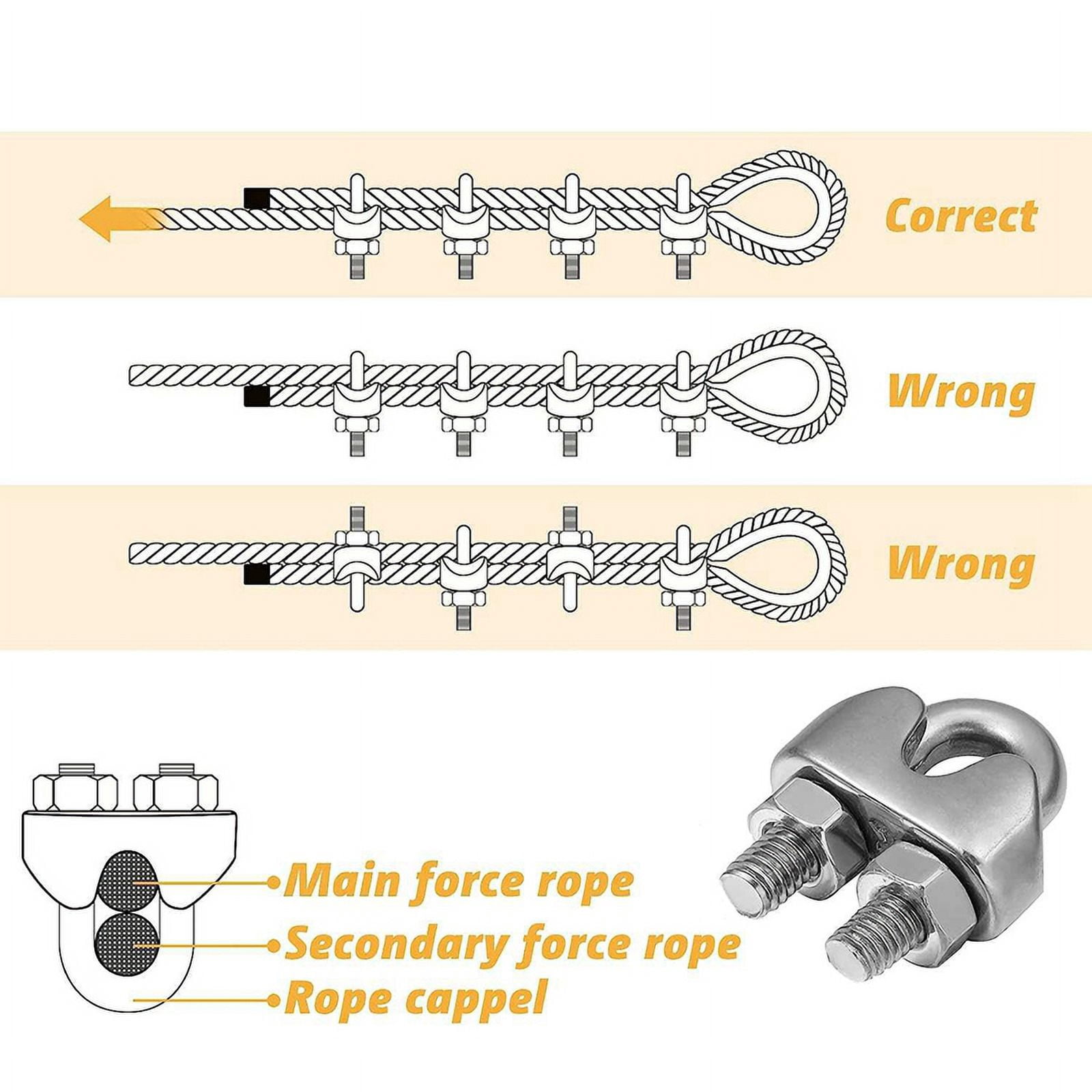 MAGO 3mm-16mm Stainless Steel Wire Rope Clip Thimble Turnbuckle Wire ...