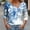 #101-Blue, variant on Craaazy Casual Printed T Shirts for Women V Neck Button Blouses Gifts
