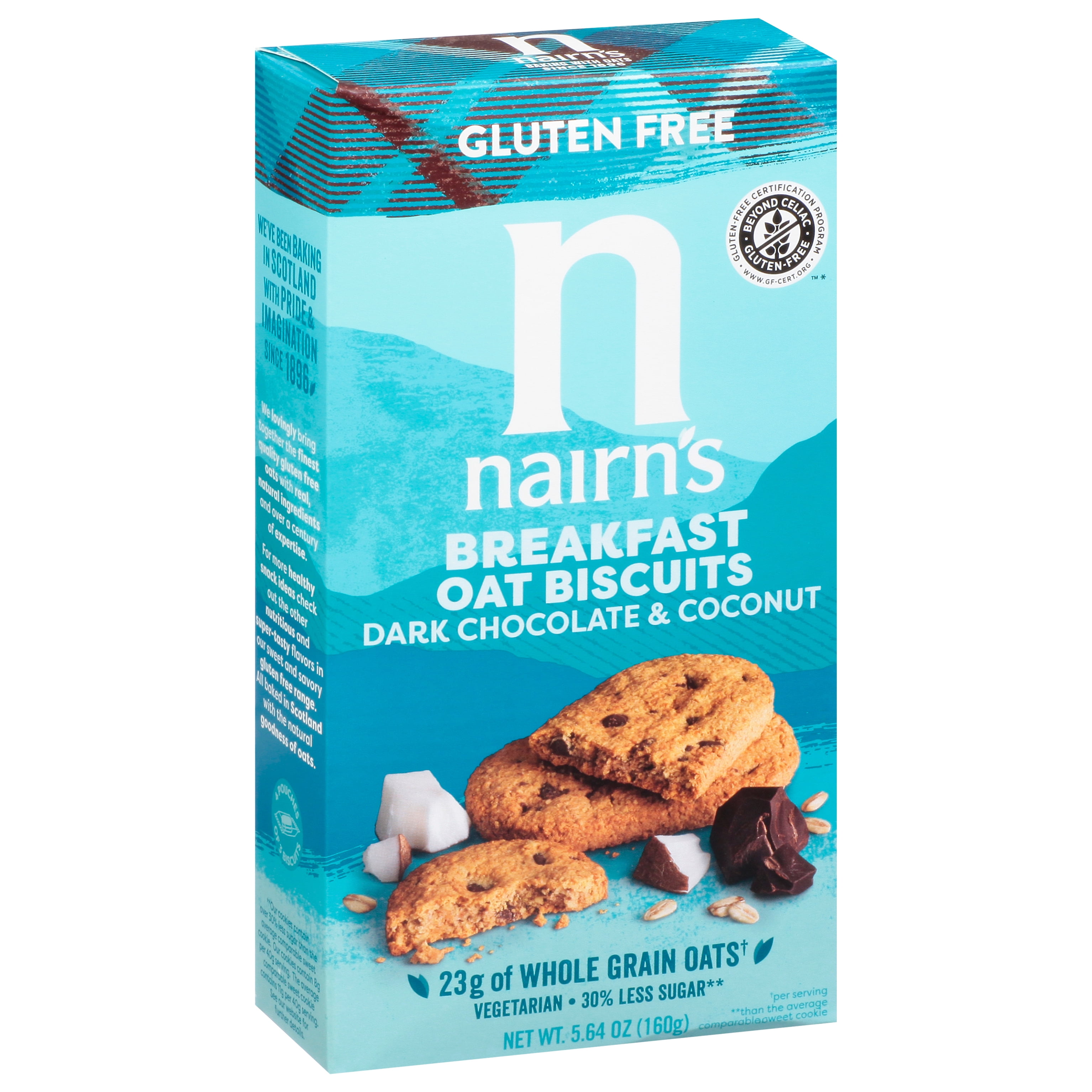Nairn's Biscuits Chocolate & Coconut Breakfast Bar Cookie, Case of 6-5.64 oz